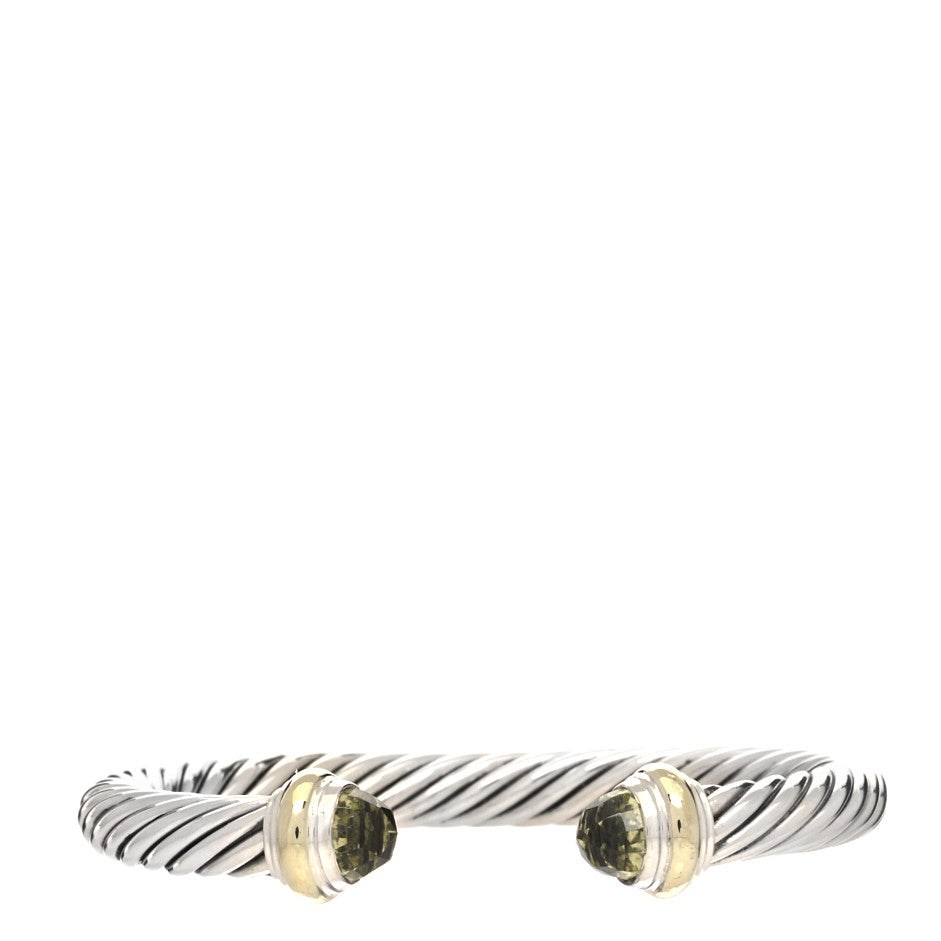 David Yurman Sterling Silver 14K Yellow Gold Lemon Citrine 7mm Cable Classics Bracelet 1 of 4