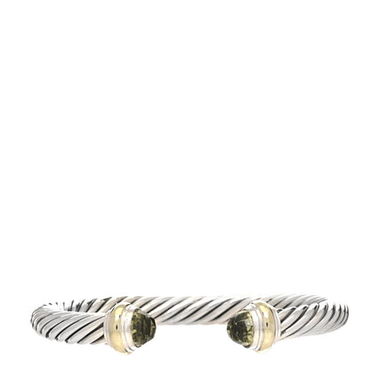 David Yurman Sterling Silver 14K Yellow Gold Lemon Citrine 7mm Cable Classics Bracelet 1 of 4