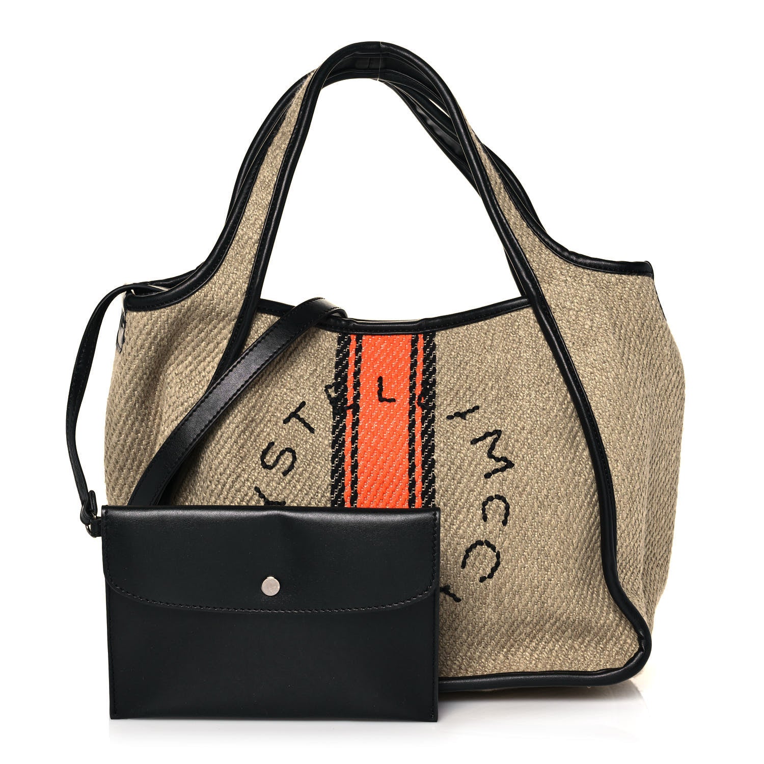 Stella McCartney Linen Striped Mini Logo Crossbody Natural 1 of 12