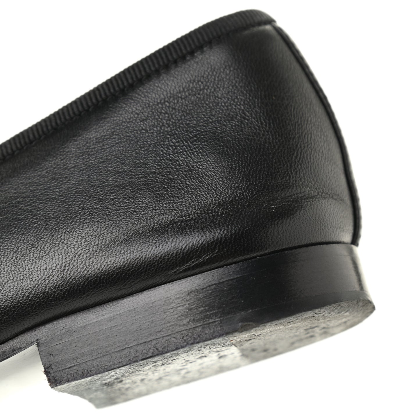 Lambskin Patent Cap Toe Camellia Ballerina Flats 38.5 Black