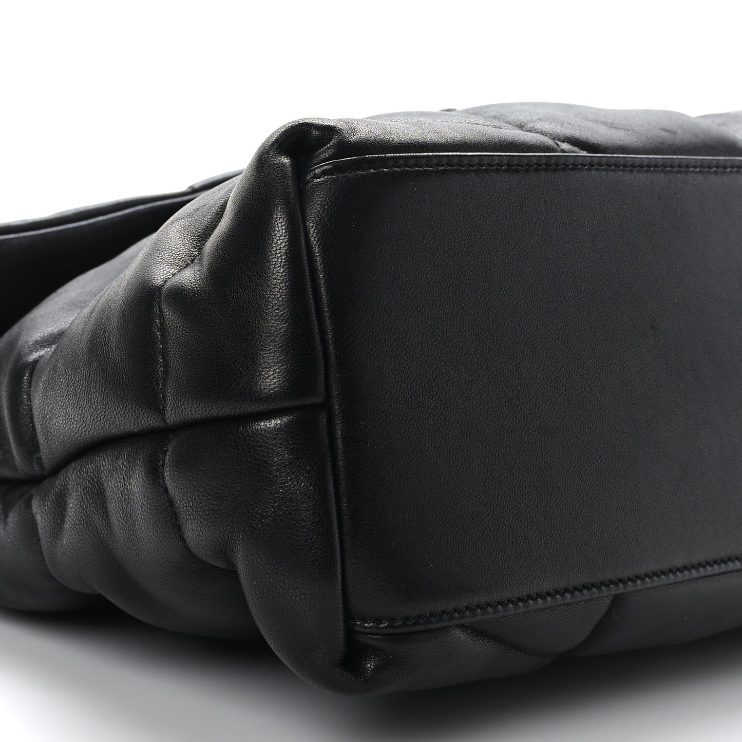 Lambskin Quilted Tri-Metal Medium Loulou Puffer Monogram Chain Satchel Black