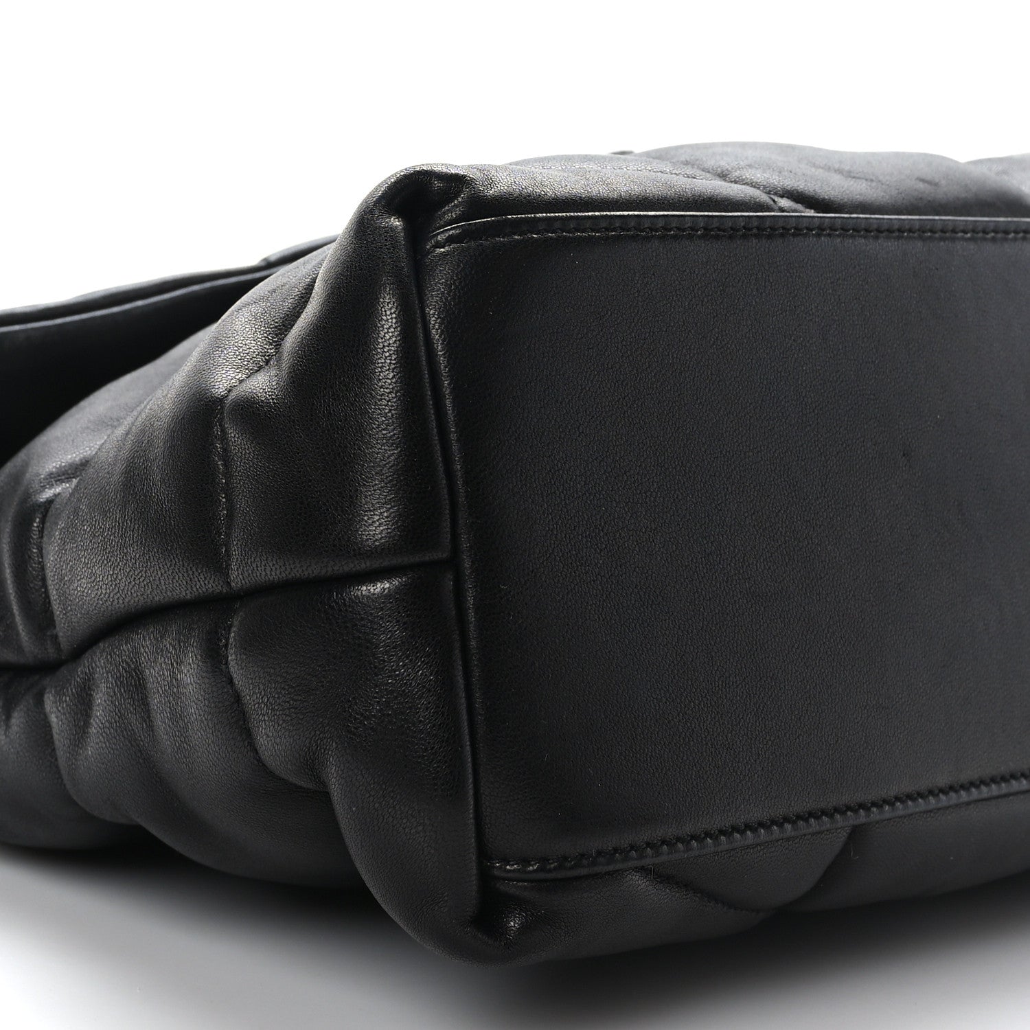 Saint Laurent Lambskin Quilted Tri-Metal Medium Loulou Puffer Monogram Chain Satchel Black 8 of 9