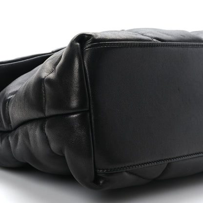Saint Laurent Lambskin Quilted Tri-Metal Medium Loulou Puffer Monogram Chain Satchel Black 8 of 9