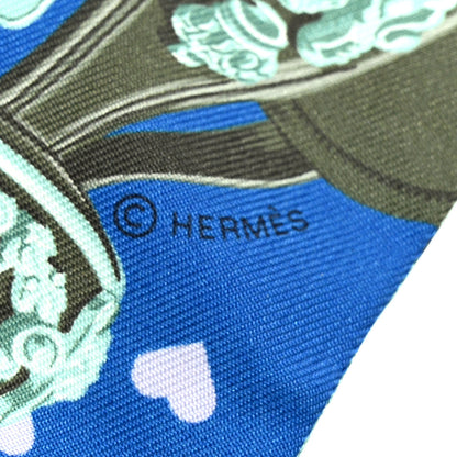 Hermes Silk Brides De Gala Love Twilly Cobalt Kaki Turquoise 3 of 4