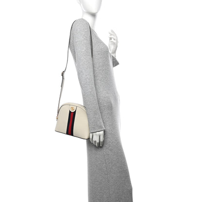 Gucci Textured Dollar Calfskin Web Small Ophidia Dome Shoulder Bag Mystic White 2 of 10