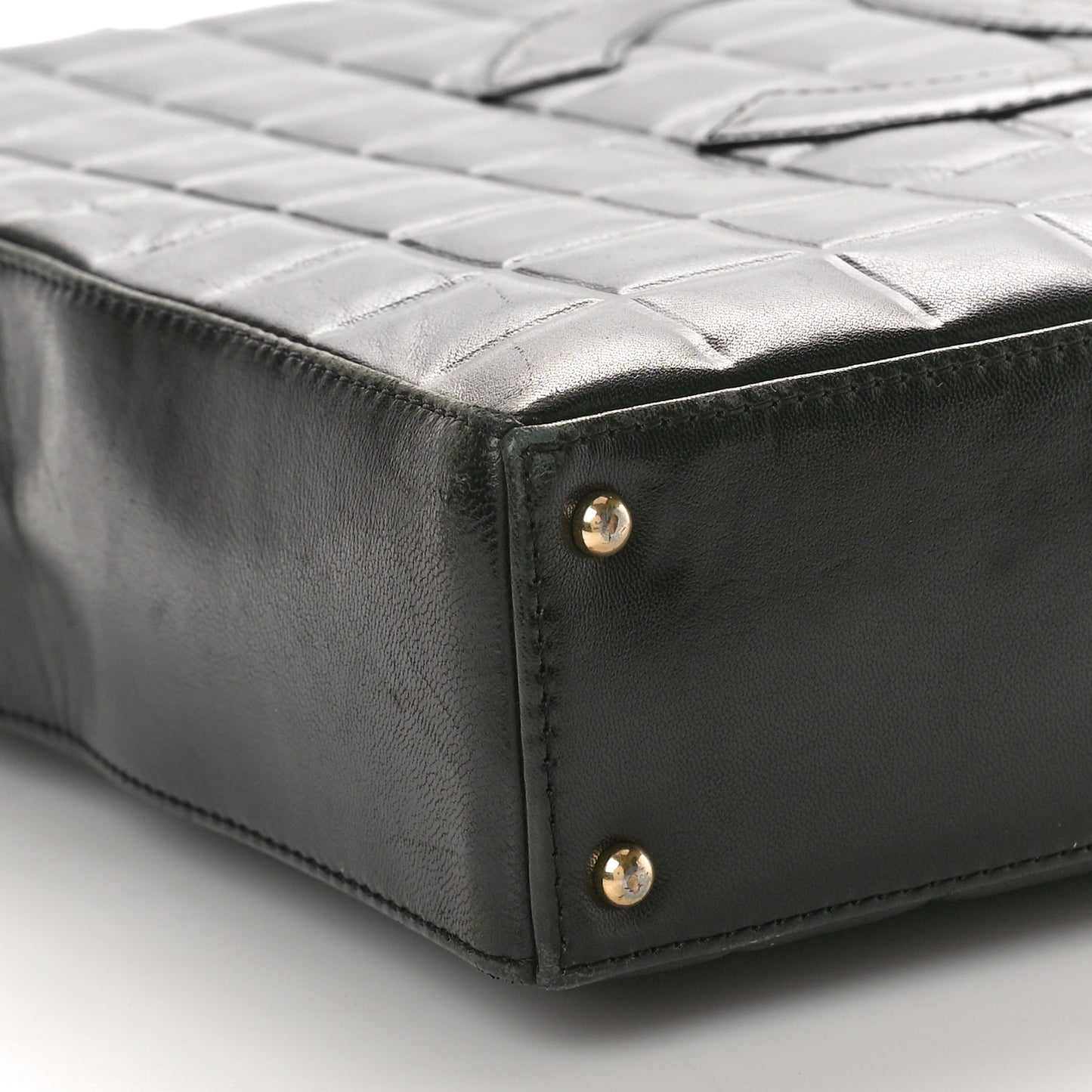 Lambskin Quilted Chocolate Bar Large Tote Black