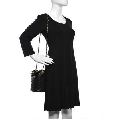 Chanel Lambskin Chevron Quilted Handle With Chic Bucket Bag Black 2 of 8