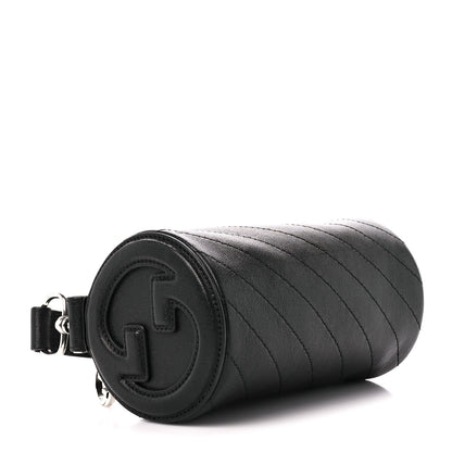 Gucci Sakai Be Green Calfskin Diagonal Stitched Mini Blondie Barrel Shoulder Bag Black 4 of 9