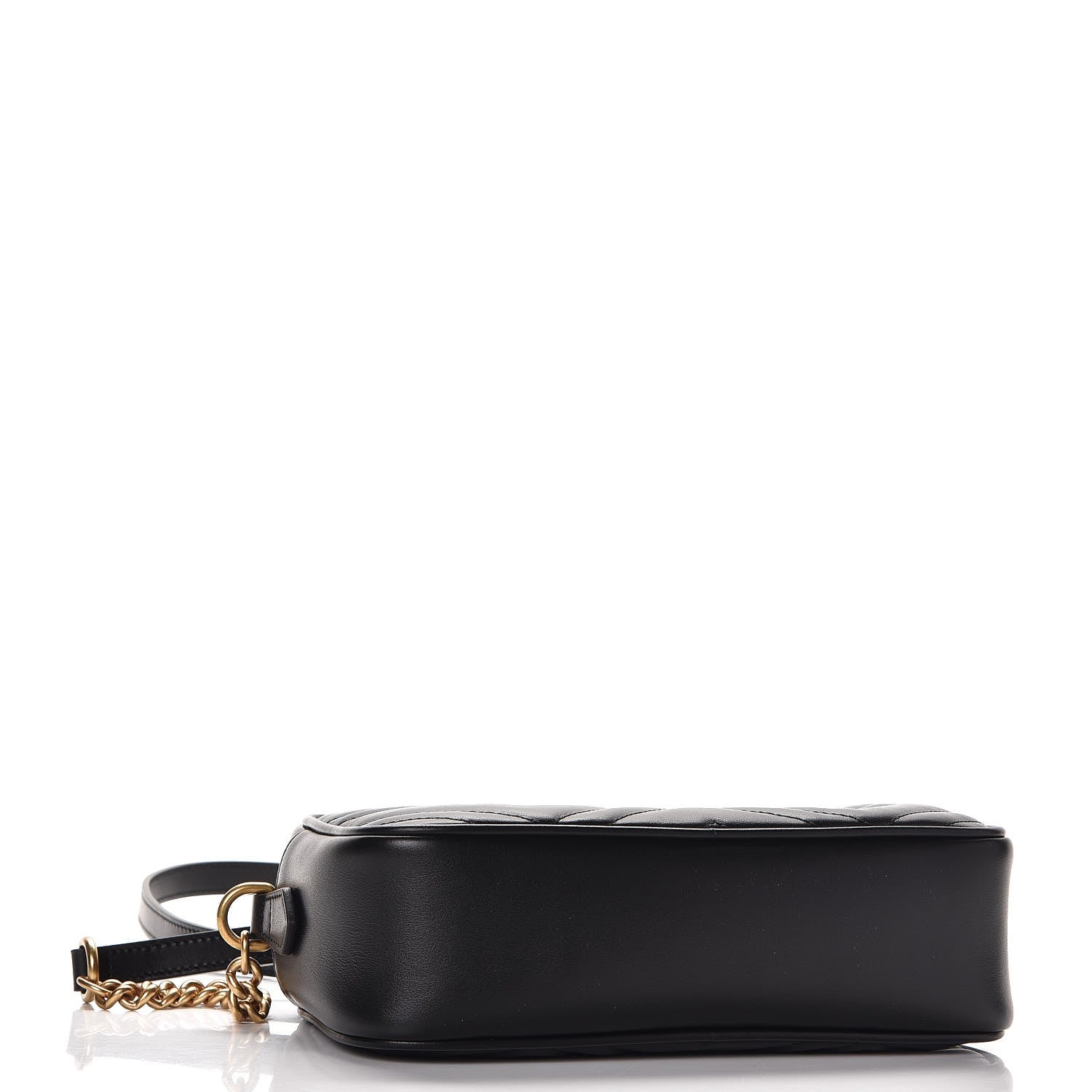 Gucci Calfskin Matelasse Small GG Marmont Chain Shoulder Bag Black 4 of 9
