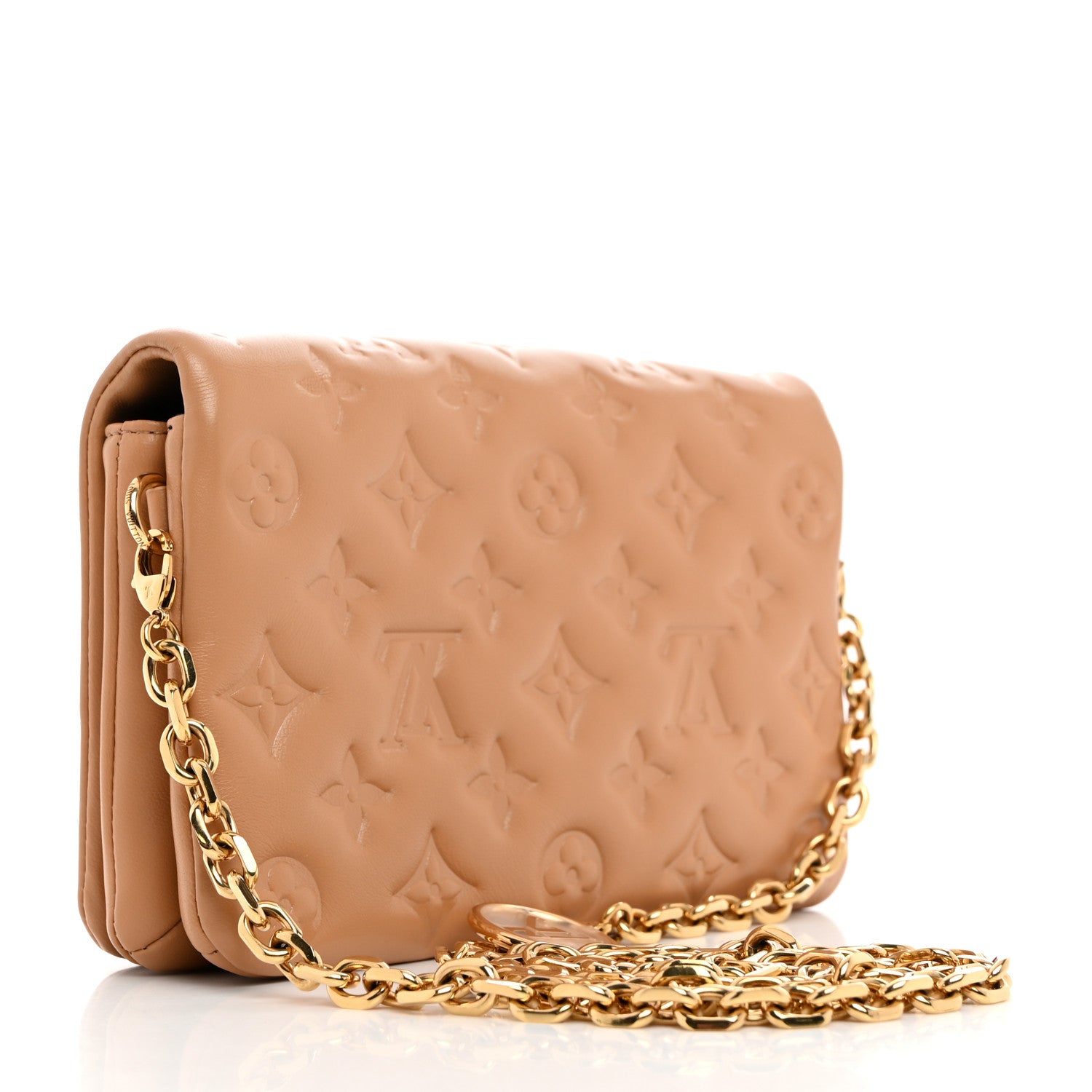 Louis Vuitton Lambskin Embossed Monogram Pochette Coussin Camel 2 of 10