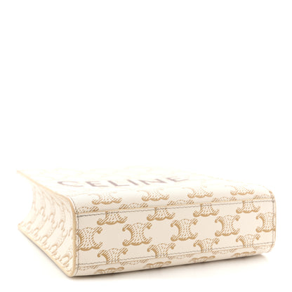 Celine Triomphe Canvas Calfskin Mini Vertical Cabas White 4 of 11