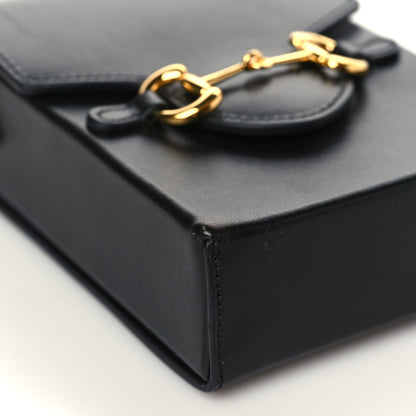 Gucci Boarded Plutone Calfskin Mini Horsebit 1955 Crossbody Bag Black 8 of 10