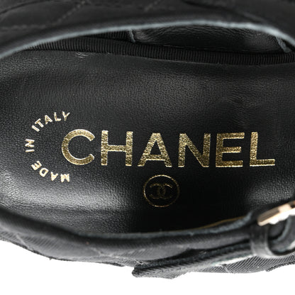 Chanel Grosgrain Quilted Crystal CC Platform Sandals 38.5 Black 8 of 9