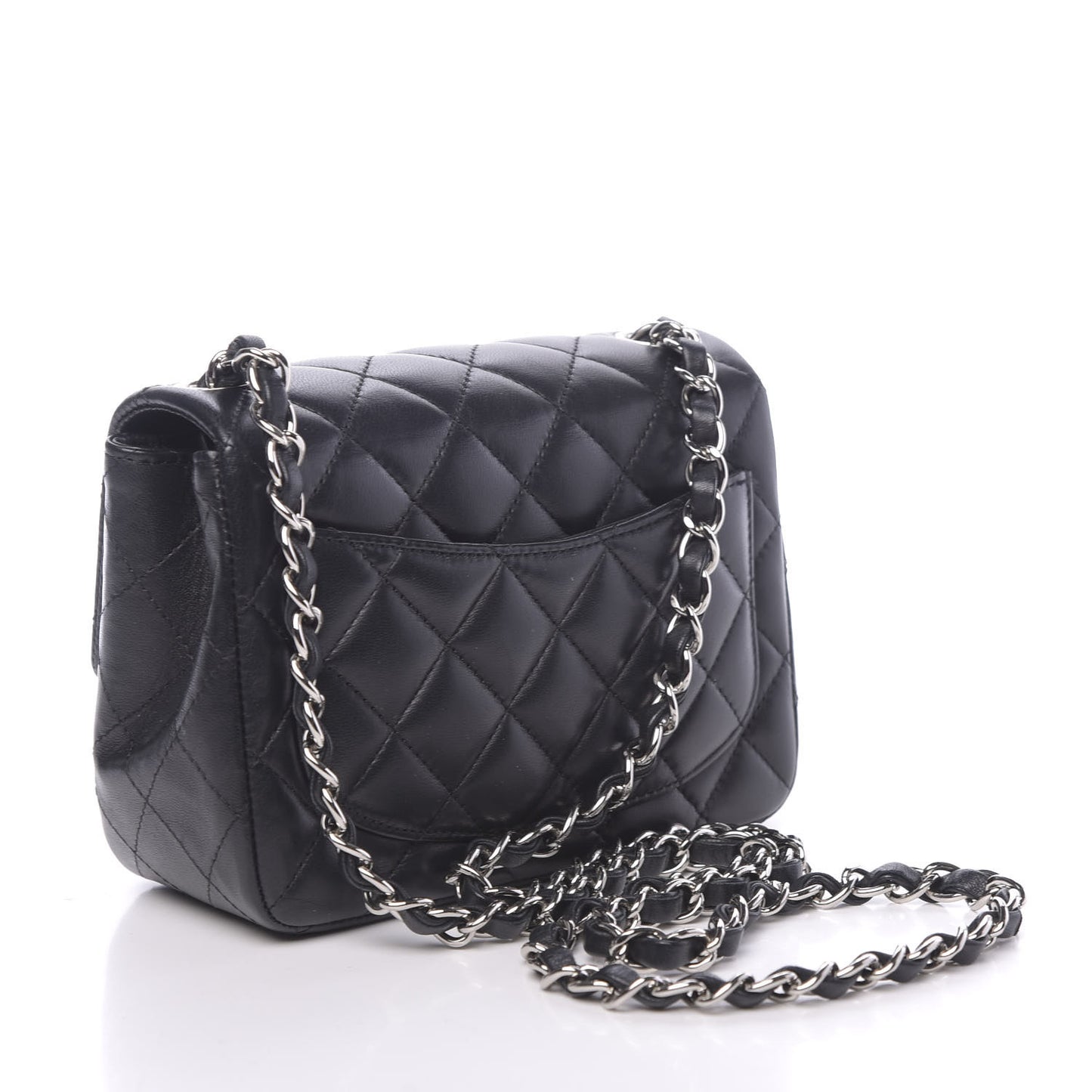 Lambskin Quilted Mini Square Flap Black