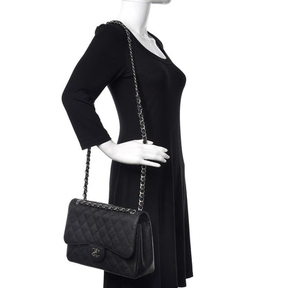 Chanel Caviar Quilted Jumbo Double Flap Black 2 of 9