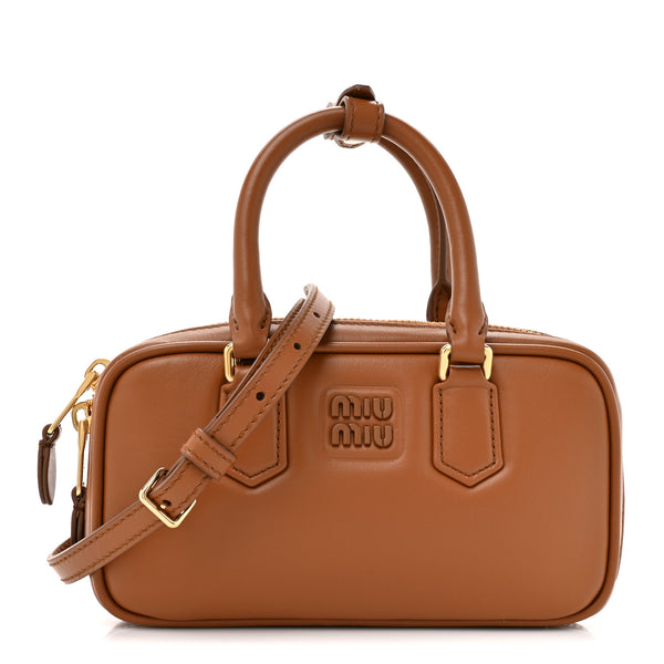 Miu Miu Calfskin Mini Arcadie Top Handle Bag Cognac 1835488