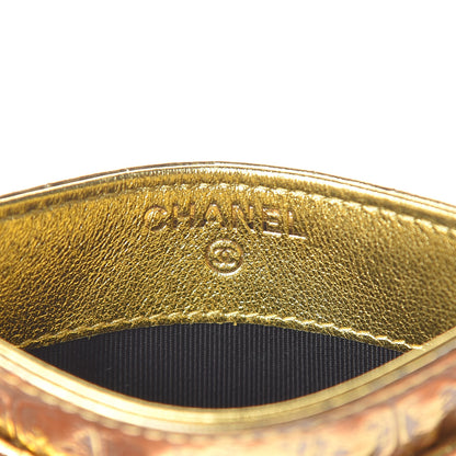 Chanel Metallic Calfskin Crocodile Embossed Cocodile Card Holder Gold 7 of 8
