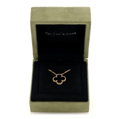 Van Cleef & Arpels 18K Yellow Gold Black Onyx Vintage Alhambra Pendant Necklace 5 of 5