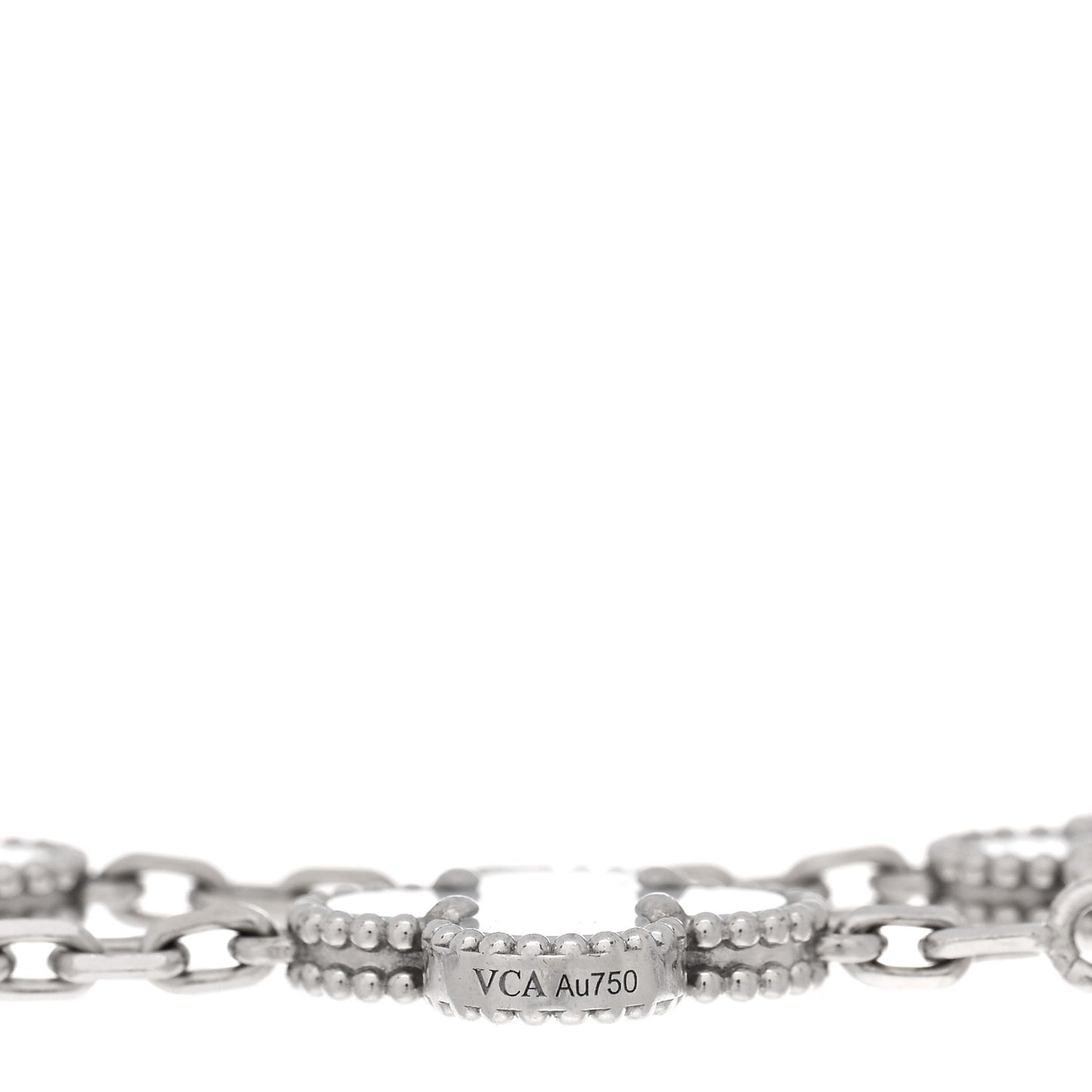 18K White Gold Chalcedony 5 Motifs Vintage Alhambra Bracelet