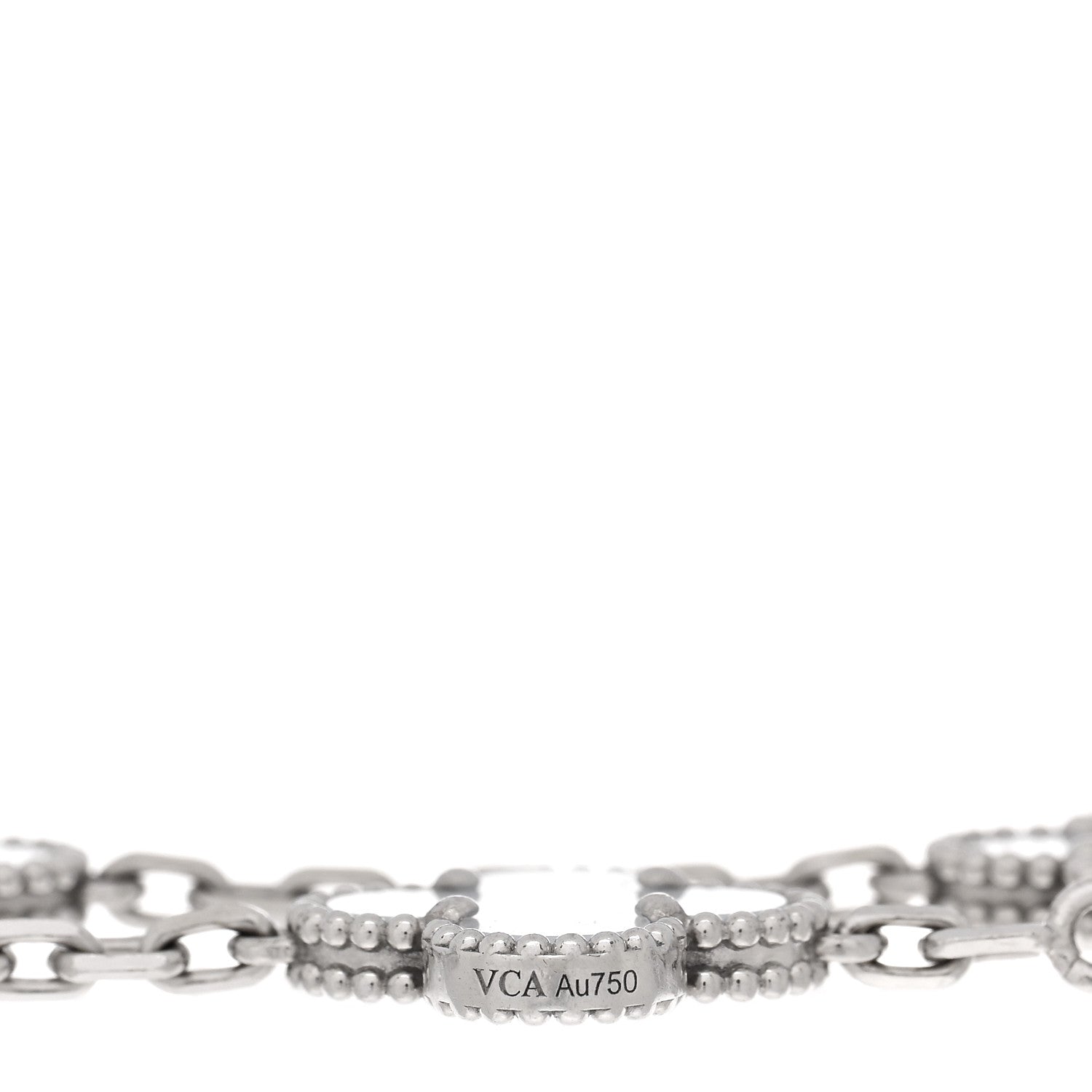 Van Cleef & Arpels 18K White Gold Chalcedony 5 Motifs Vintage Alhambra Bracelet 3 of 4