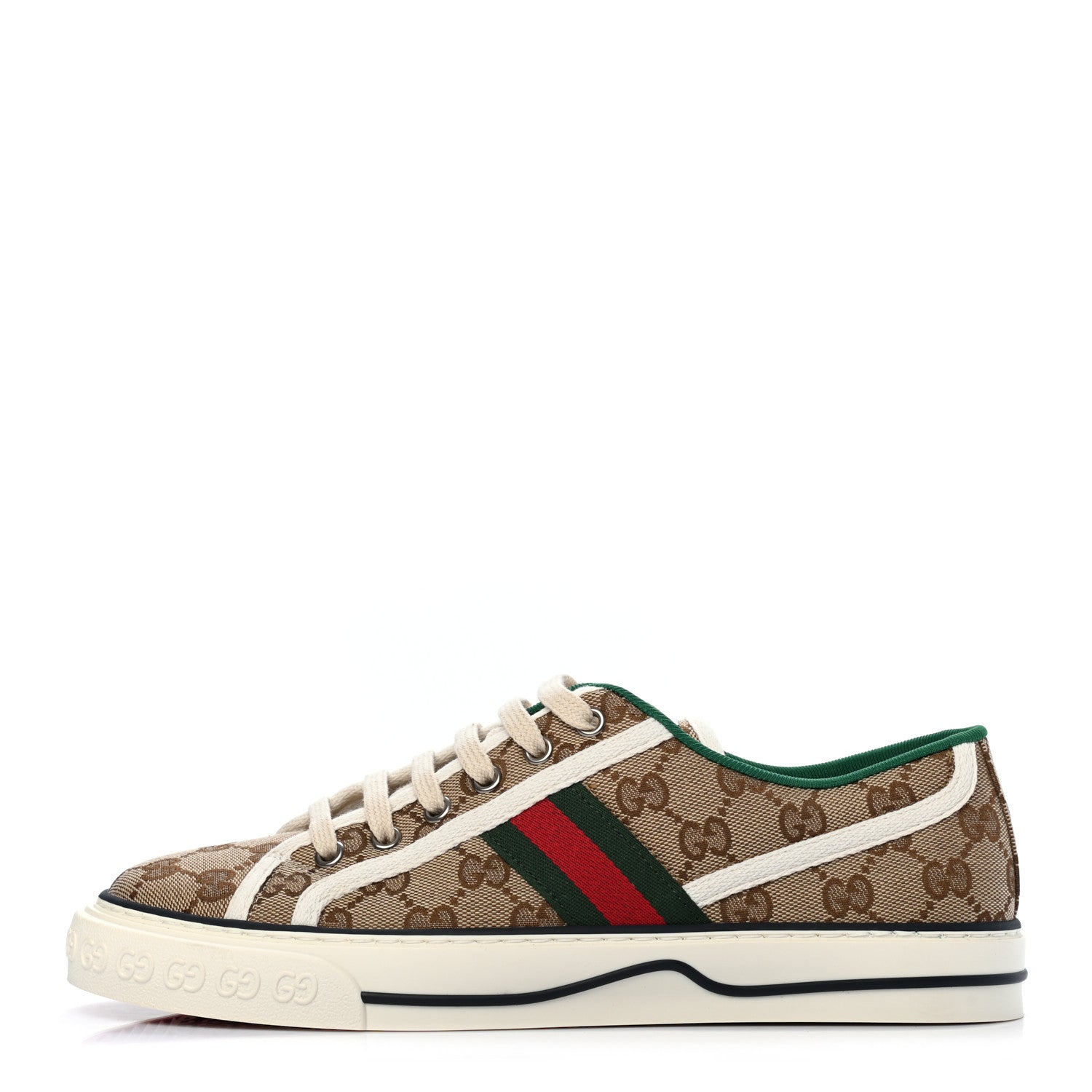 Gucci GG Monogram Web Womens 1977 Tennis Sneakers 40.5 Beige Ebony Mystic White 1 of 6
