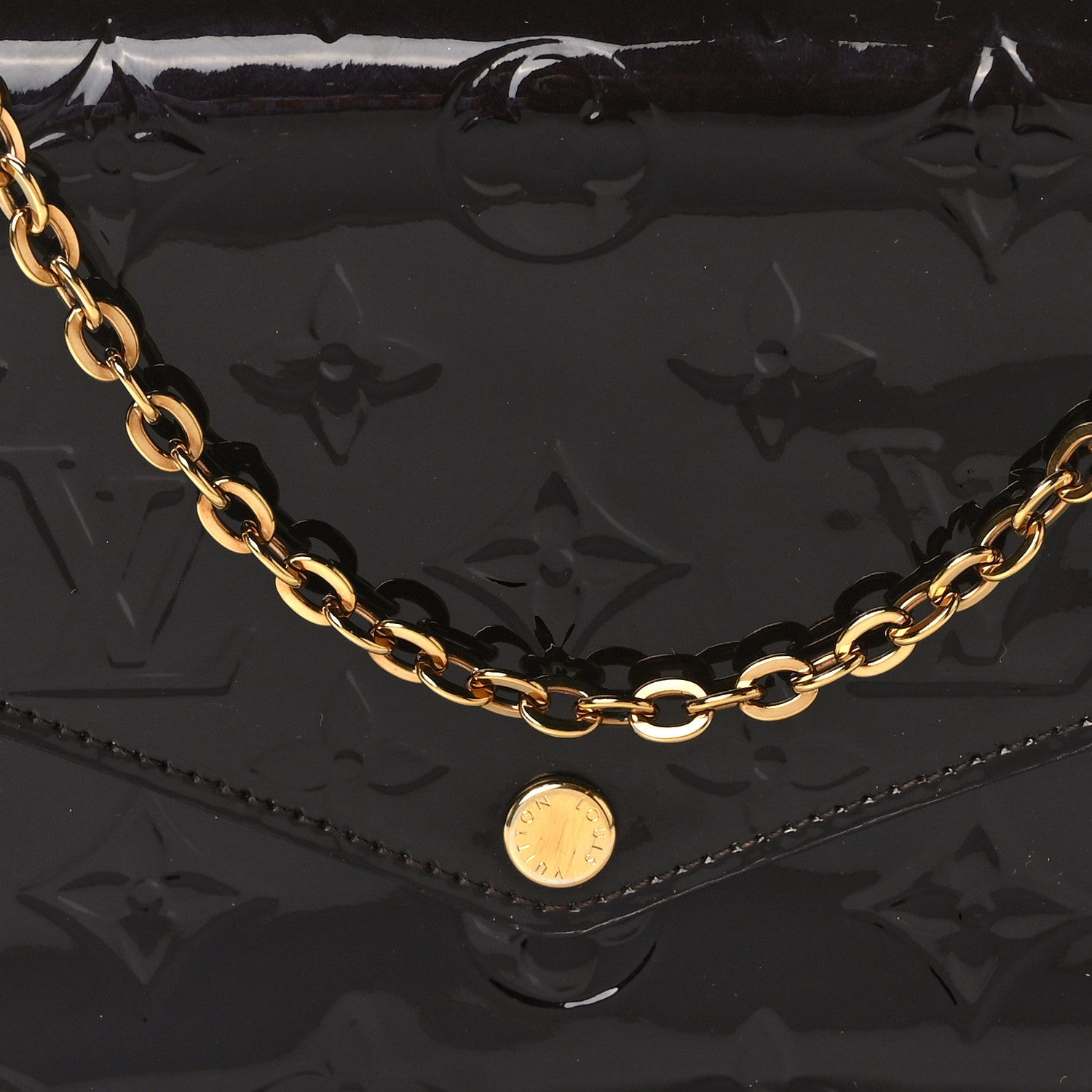 Louis Vuitton Vernis Pochette Felicie Chain Wallet Amarante 8 of 12