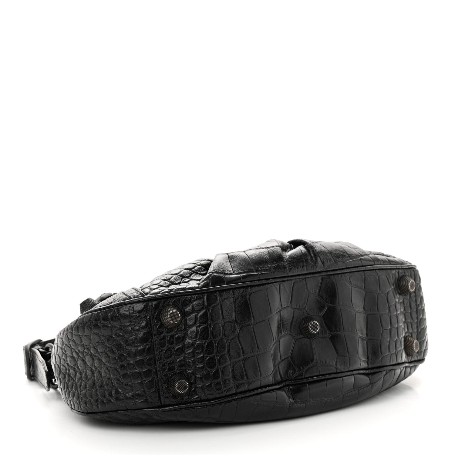 Balenciaga Extra Supple Calfskin Crocodile Embossed Monochrome Small Le Cagole Shoulder Bag Black 4 of 12