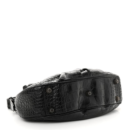 Balenciaga Extra Supple Calfskin Crocodile Embossed Monochrome Small Le Cagole Shoulder Bag Black 4 of 12