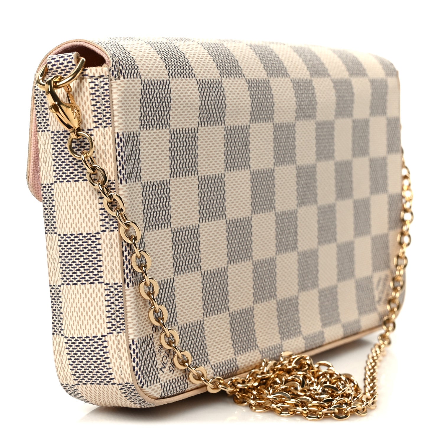 Louis Vuitton Damier Azur Pochette Felicie Chain Wallet Rose Ballerine 4 of 12