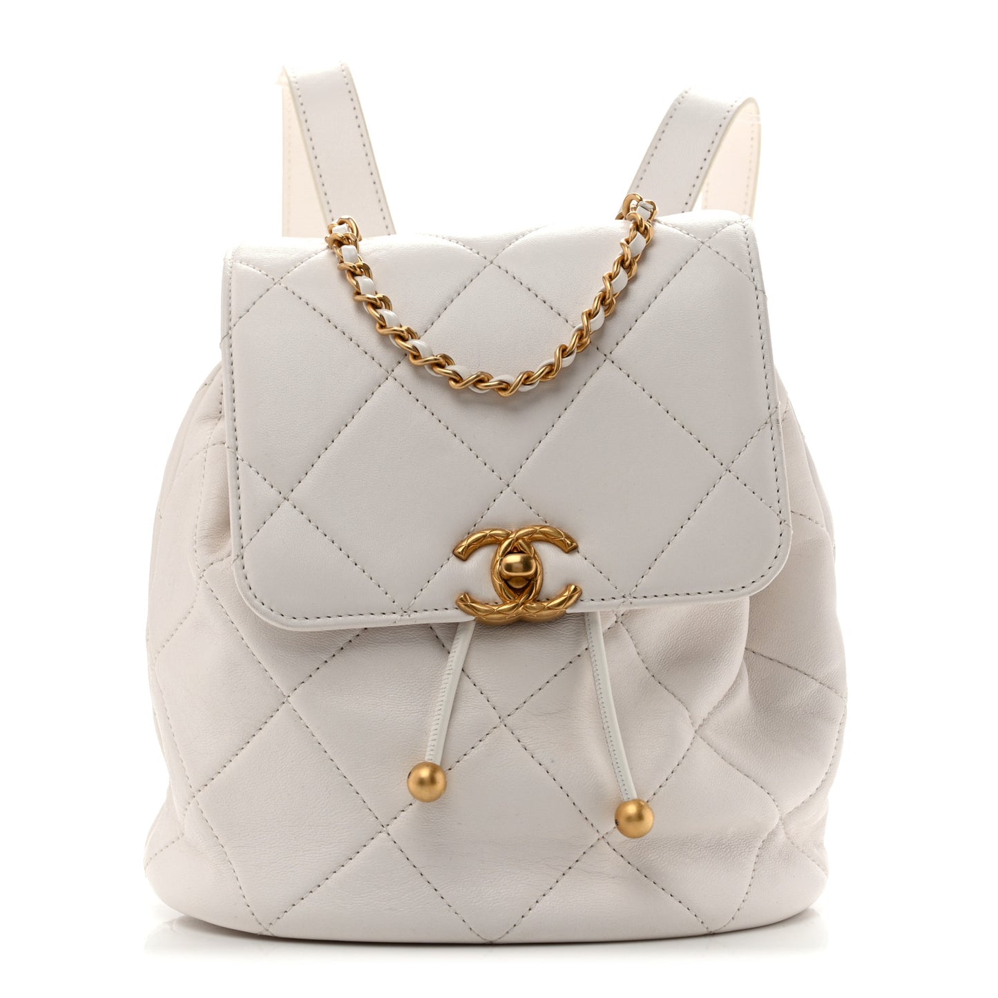 Lambskin Quilted Backpack White