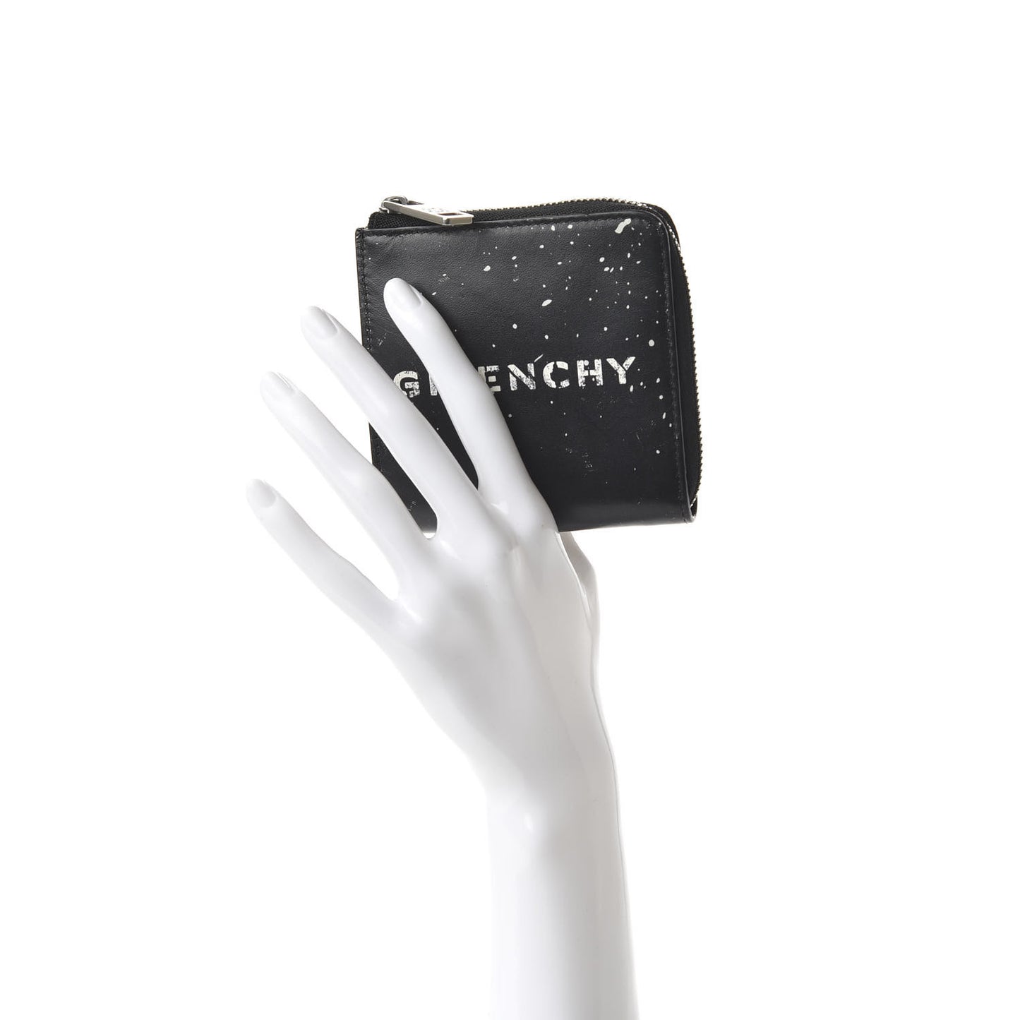 Calfskin Gravity Logo Print Zip Wallet Black