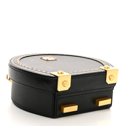 MCM Monogram Coated Canvas Berlin Studded Hat Box Crossbody Black 4 of 9