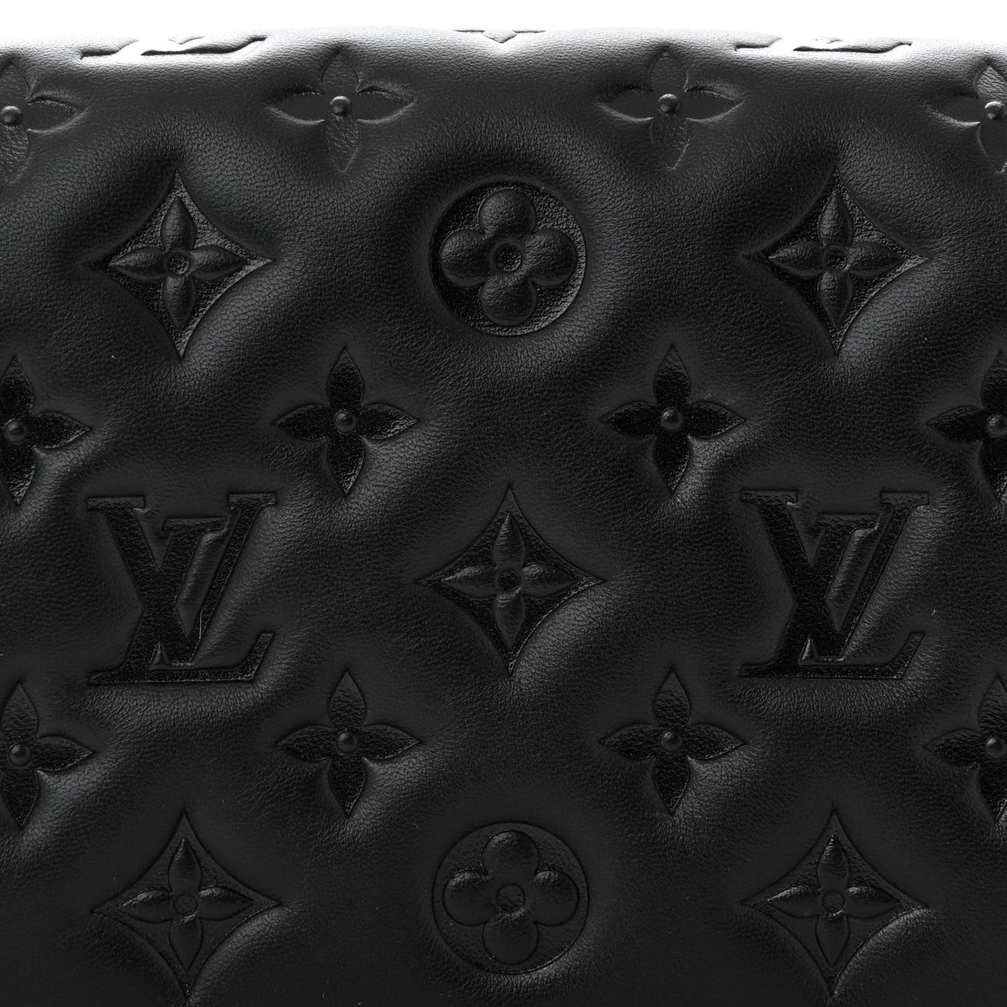 Lambskin Embossed Monogram Pochette Coussin Black