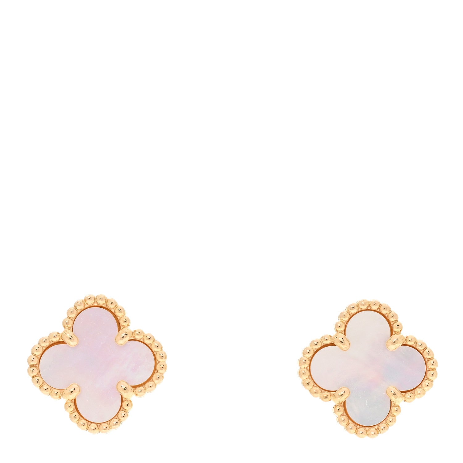 Van Cleef & Arpels 18K Yellow Gold Mother of Pearl Sweet Alhambra Earrings 1 of 5