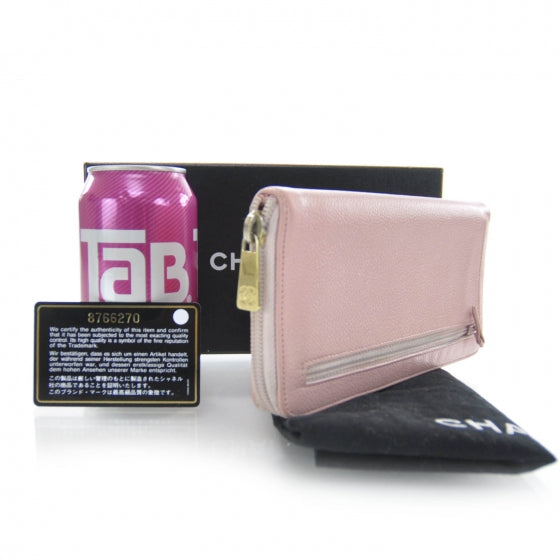 Caviar Zip Around Wallet Pink
