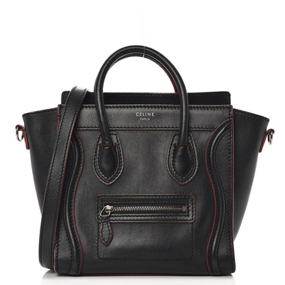 Celine Smooth Calfskin Nano Luggage Black Red 1 of 13