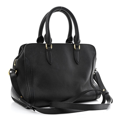 Alexander McQueen Pebbled Calfskin Small Skull Padlock Zip Around Tote Black 3 of 14