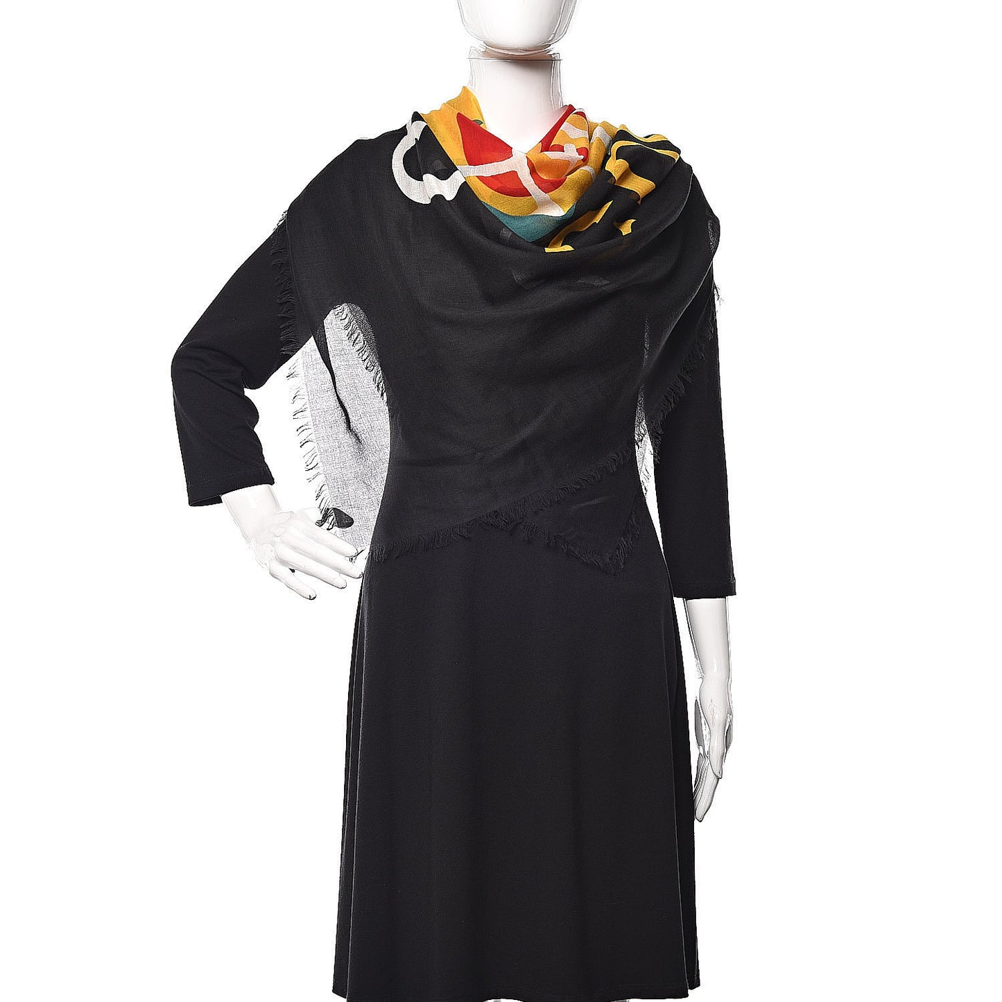 Modal Silk Coco Capitan Logo Square Scarf Black