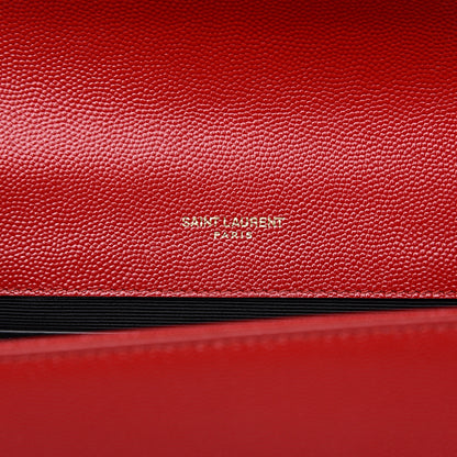 Saint Laurent Grain De Poudre Medium Monogram Kate Satchel Red 5 of 8