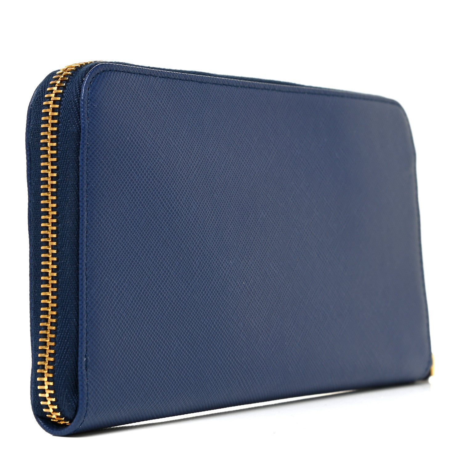 Prada Saffiano Metal Zip Around Wallet Bleuette 3 of 11