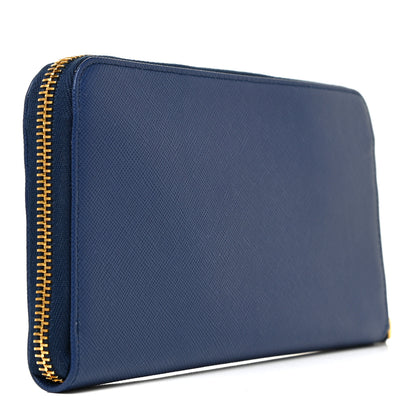 Prada Saffiano Metal Zip Around Wallet Bleuette 3 of 11