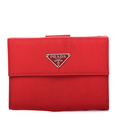 Prada Tessuto Nylon Saffiano Medium Flap Bi-Fold Wallet Fuoco 1 of 8