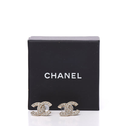 Chanel Crystal Timeless CC Earrings Light Gold 5 of 5