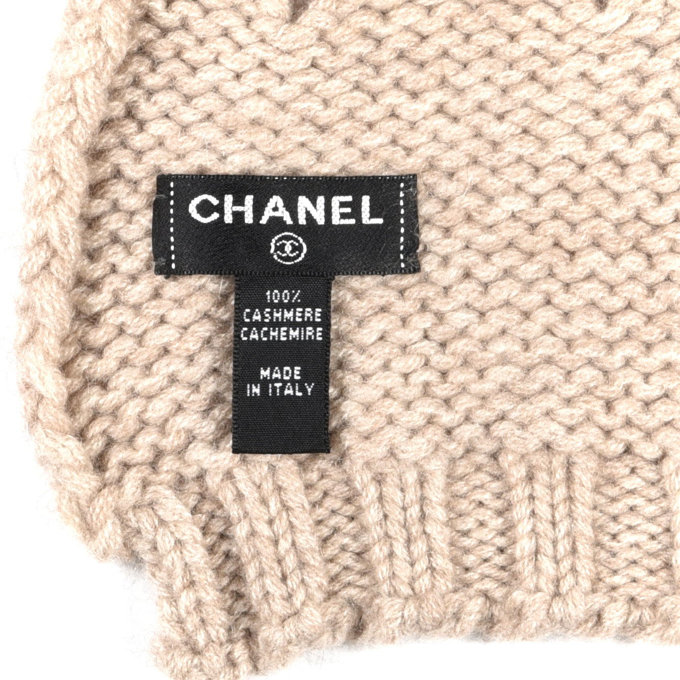 Cashmere Knit CC Scarf Beige