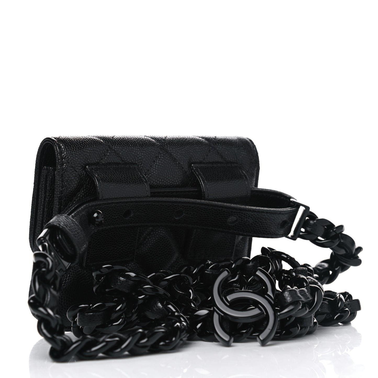 Caviar Quilted My Everything Belt Flap Card Holder Black