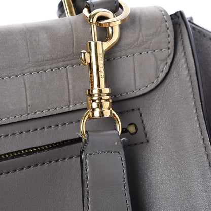 Celine Crocodile Embossed Nubuck Medium Trapeze Grey 12 of 14