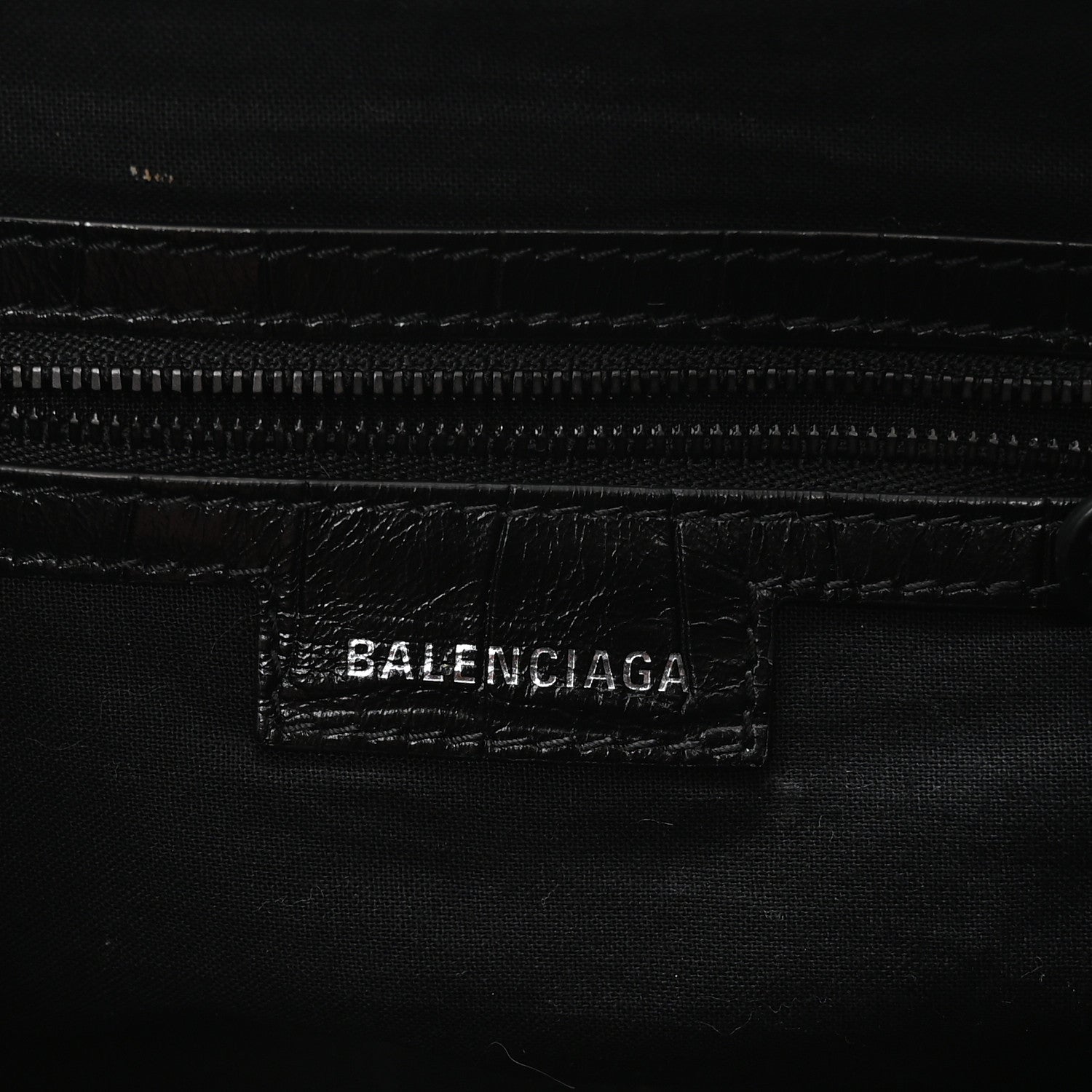 Balenciaga Extra Supple Calfskin Crocodile Embossed Monochrome Small Le Cagole Shoulder Bag Black 7 of 11