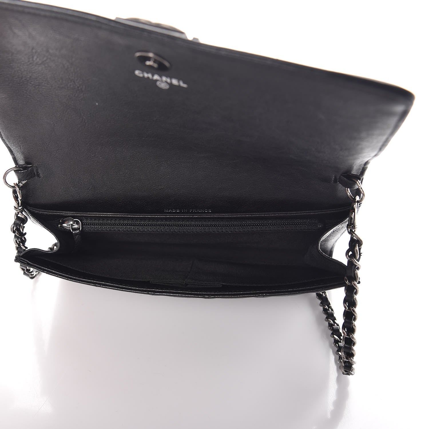 Chanel Calfskin Quilted Chain Around Boy Wallet On Removable Chain WOC Black 5 of 10