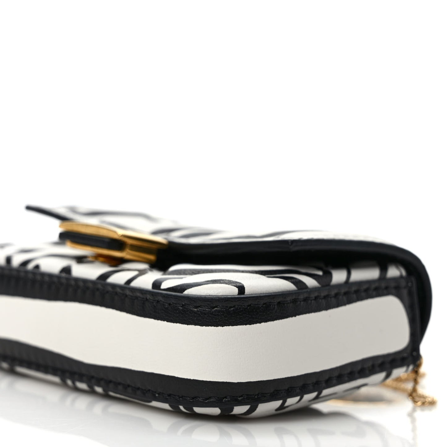 X JOSHUA VIDES Nappa Vitello King FF Embossed Nano Baguette Charm White Black