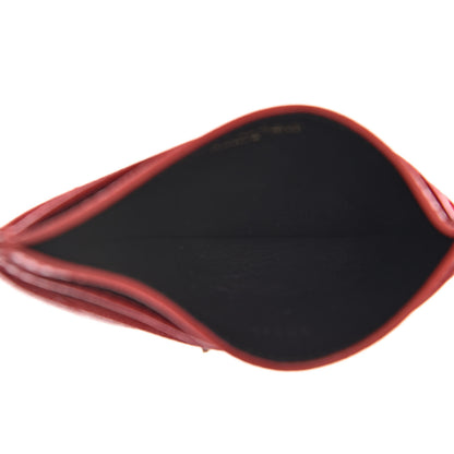 Saint Laurent Grain De Poudre Matelasse Chevron Monogram Credit Card Case New Red 5 of 9